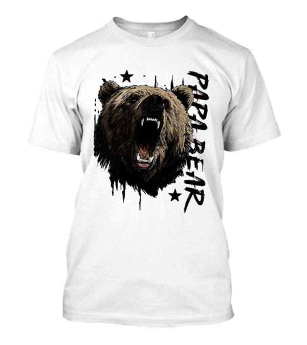 Papa Bear Distressed Flag Bold Grizzly Roar Father's Day T-Shirt