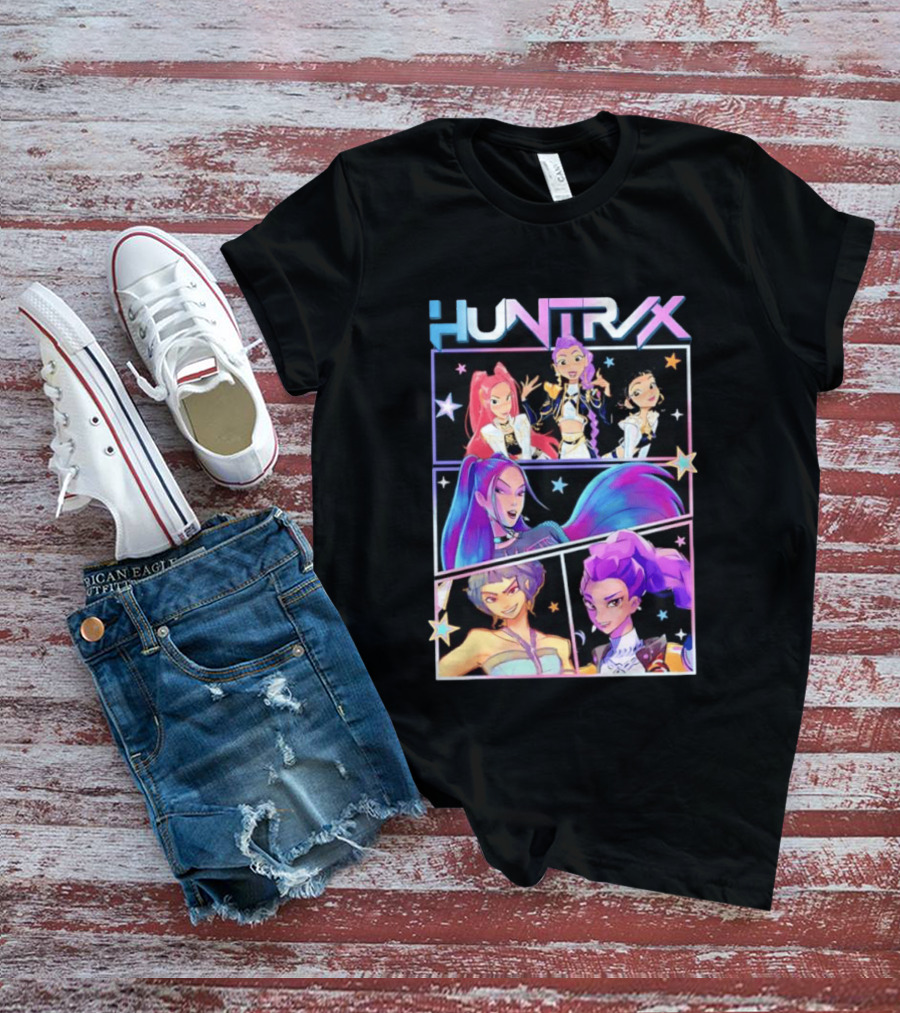 Huntrix Anime Character Panel Demon Hunter T-Shirt