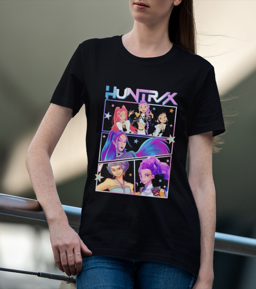 Huntrix Anime Character Panel Demon Hunter T-Shirt