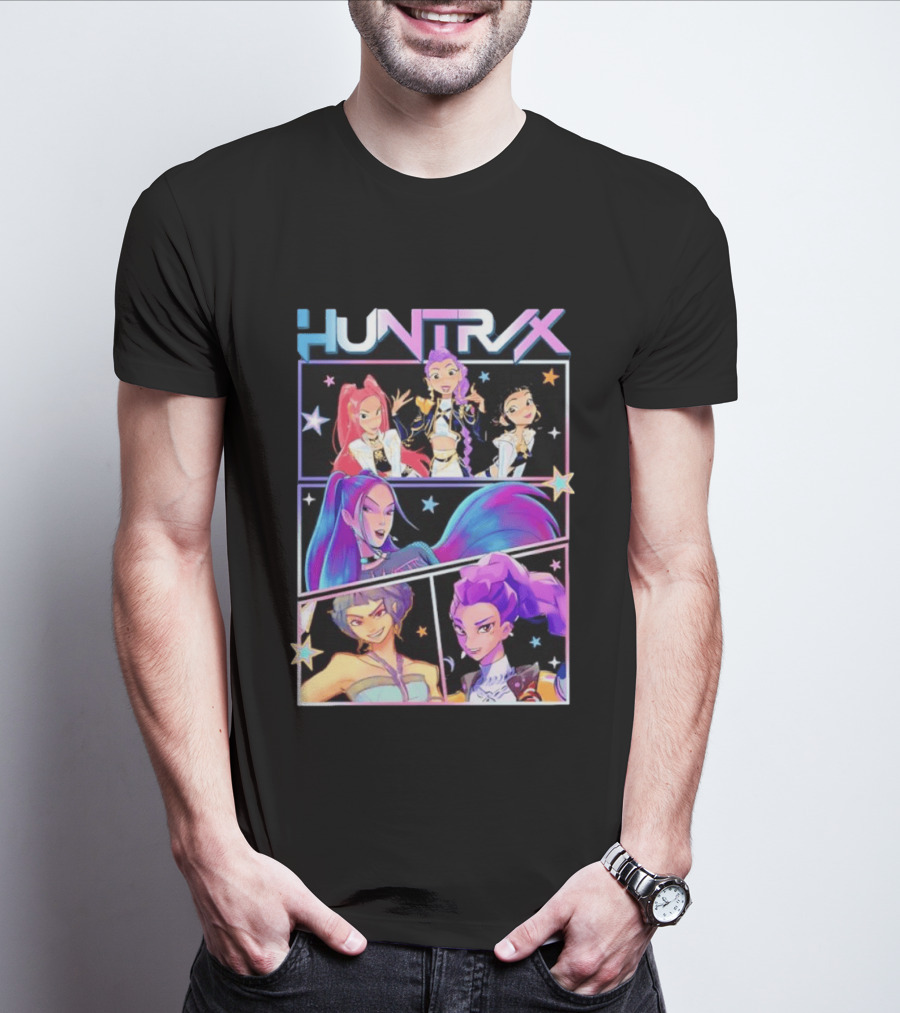 Huntrix Anime Character Panel Demon Hunter T-Shirt