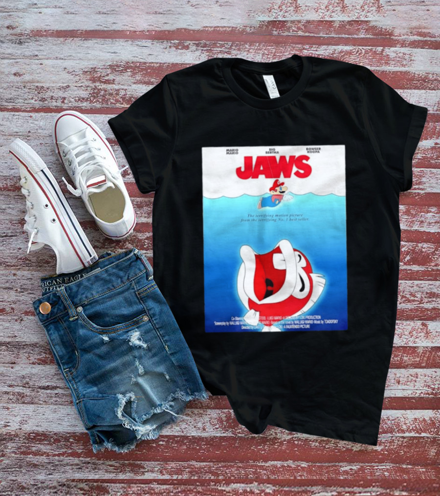 Mario Jaws Big Bertha Bowser Koopa Movie T-Shirt