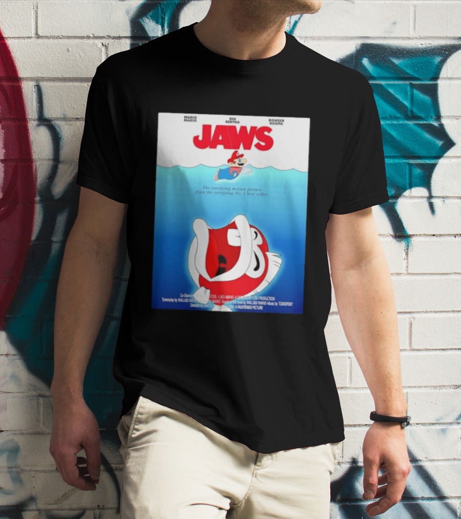 Mario Jaws Big Bertha Bowser Koopa Movie T-Shirt