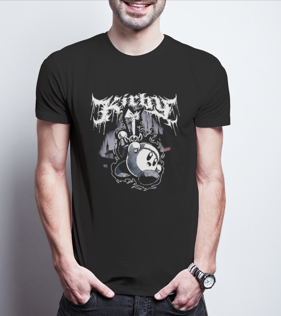 Black Metal Inspired Kirby With Dripping T-Shirt
