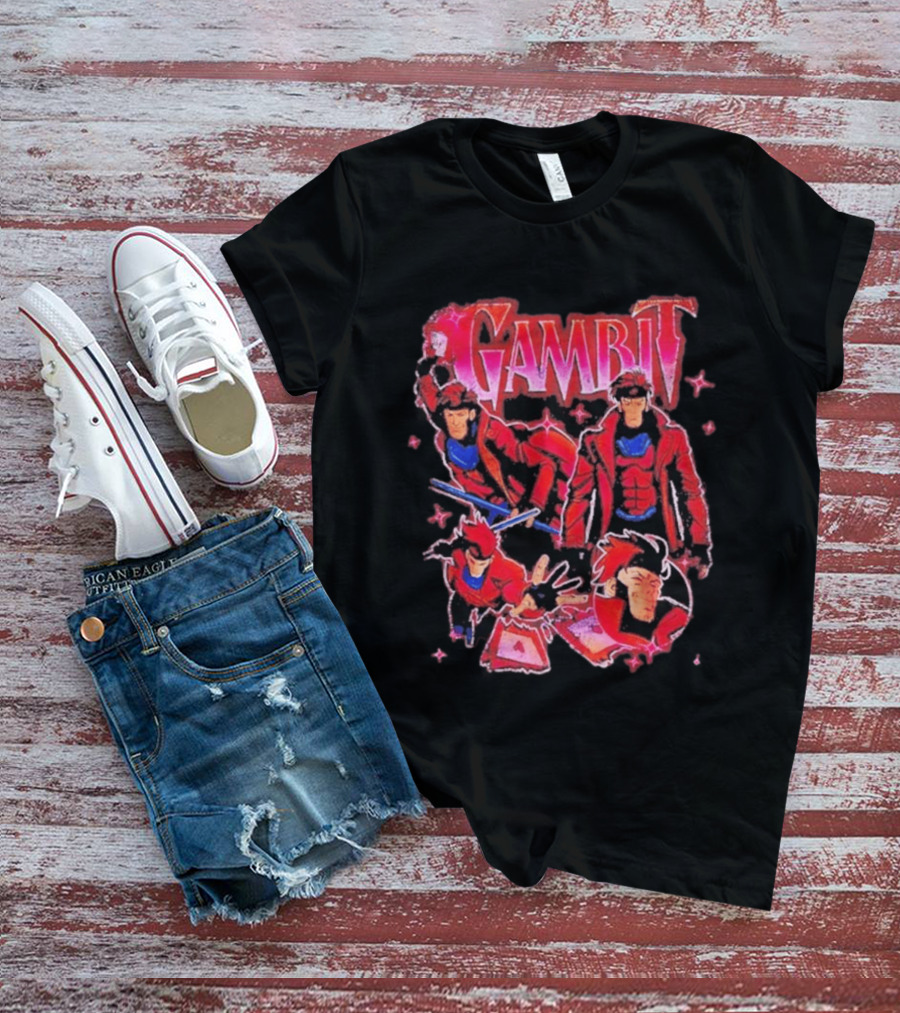 Marvel X Men Gambit Red Jacket Blue Scarf Playing Cards T-Shirt