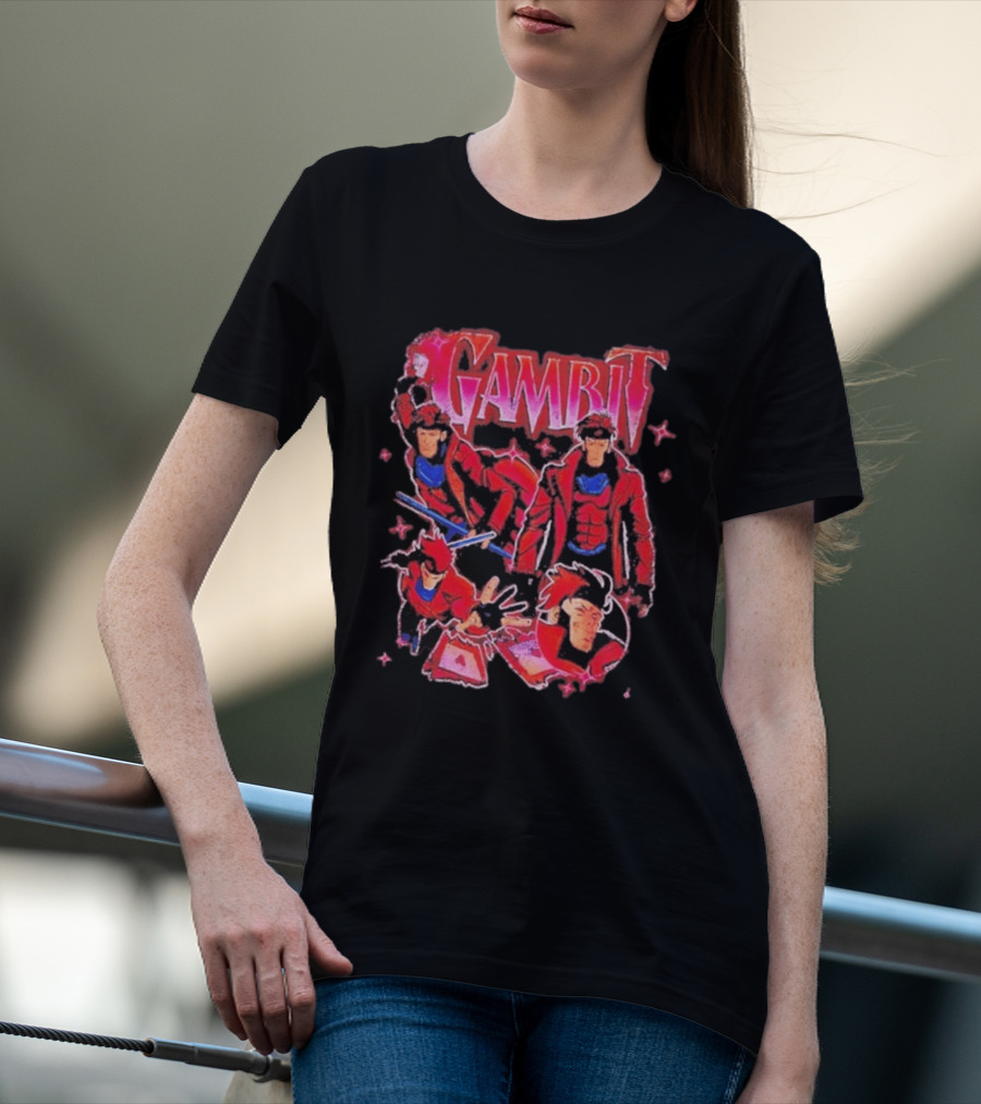 Marvel X Men Gambit Red Jacket Blue Scarf Playing Cards T-Shirt