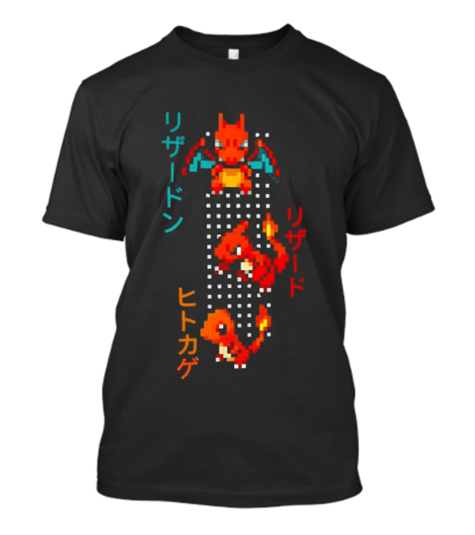 Pokémon Charizard Evolution Pixel Art With And T-Shirt