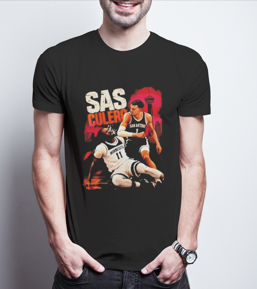 Sas Culero Victor Wembanyama Elbow Naz Reid Basketball 90s Style Retro Vintage 90s NBA T-Shirt