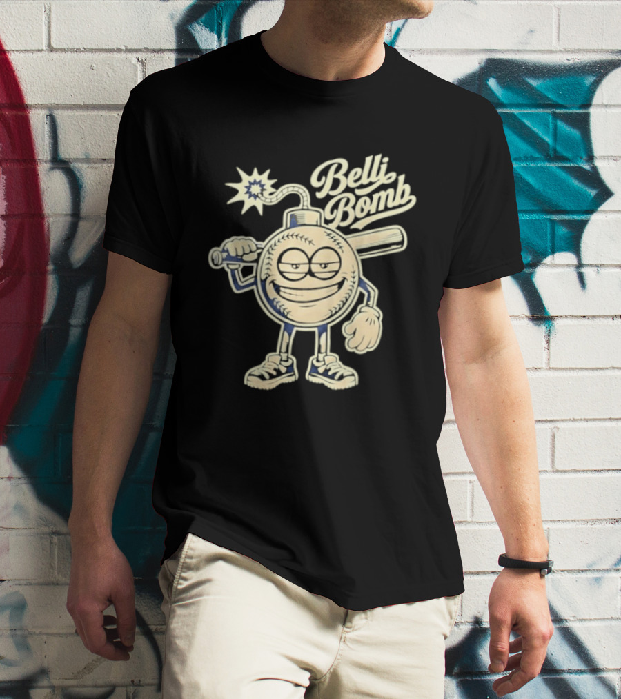 Belli Bomb Baseball Cartoon Bat T-Shirt