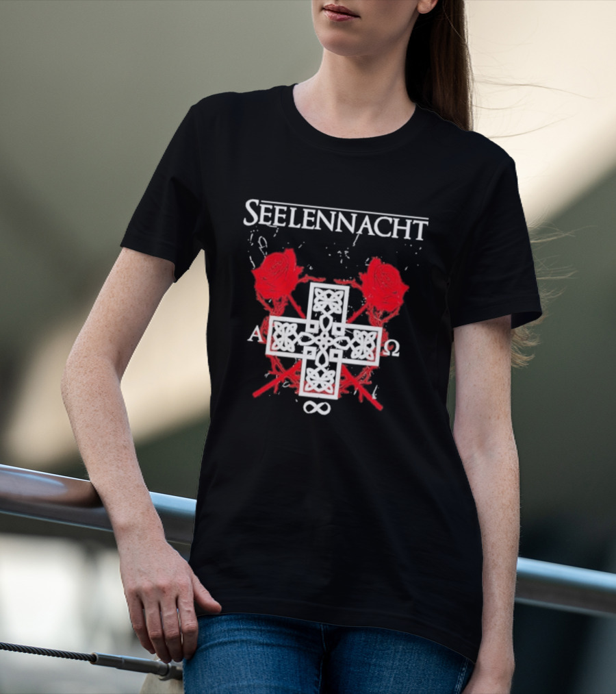 Seelennacht Celtic Cross Red Roses Alpha Omega Infinity T-Shirt