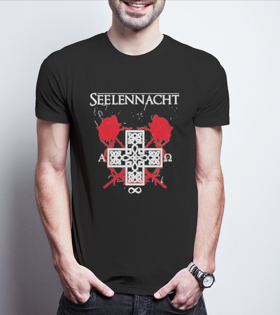 Seelennacht Celtic Cross Red Roses Alpha Omega Infinity T-Shirt