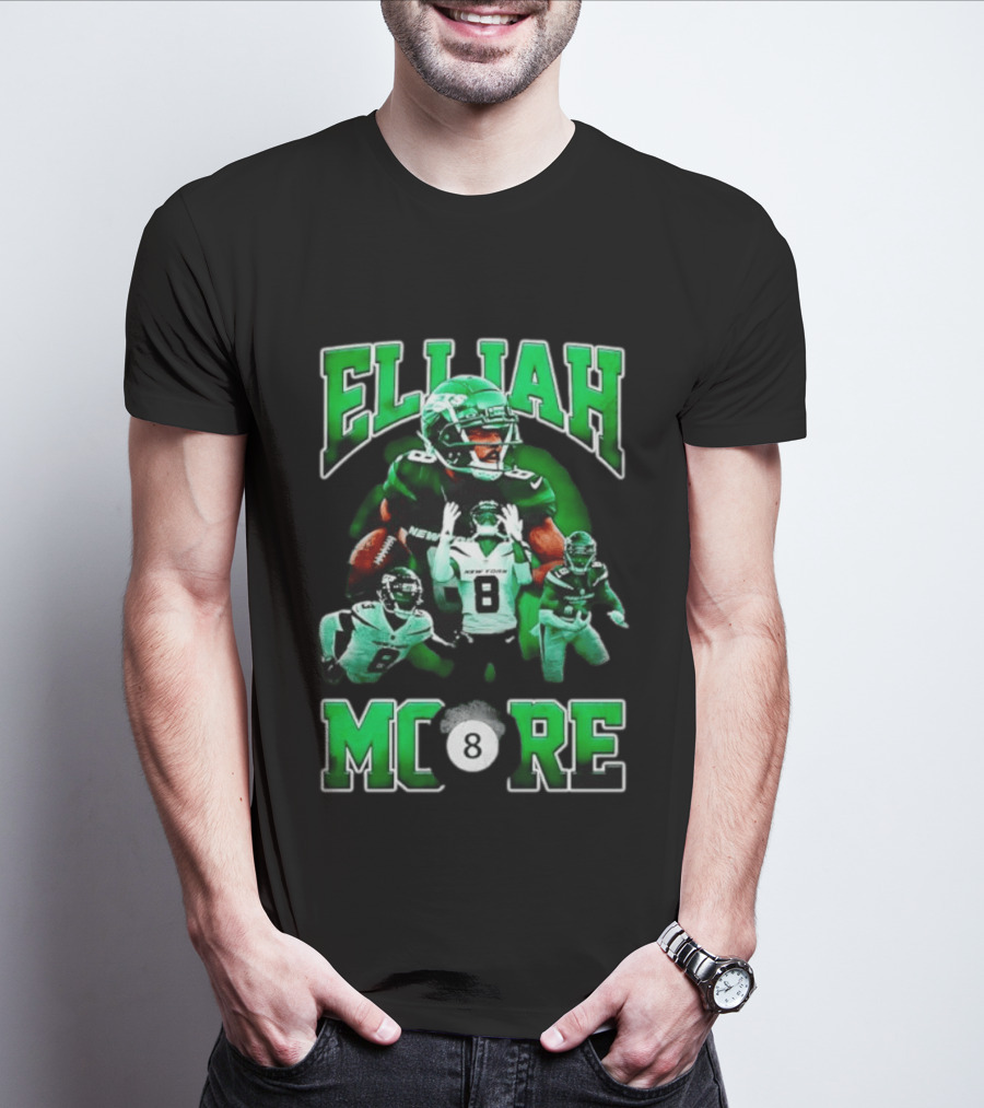 Elijah Moore New York Jets Number 8 NFL Team Player T-Shirt