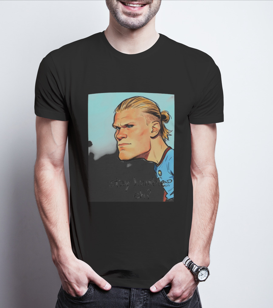 Erling Haaland Cartoon Manchester City Stay Humble Eh T-Shirt