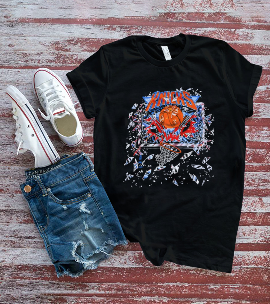 New York Knicks Basketball Backboard Shatter Explosive Glass Impact T-Shirt