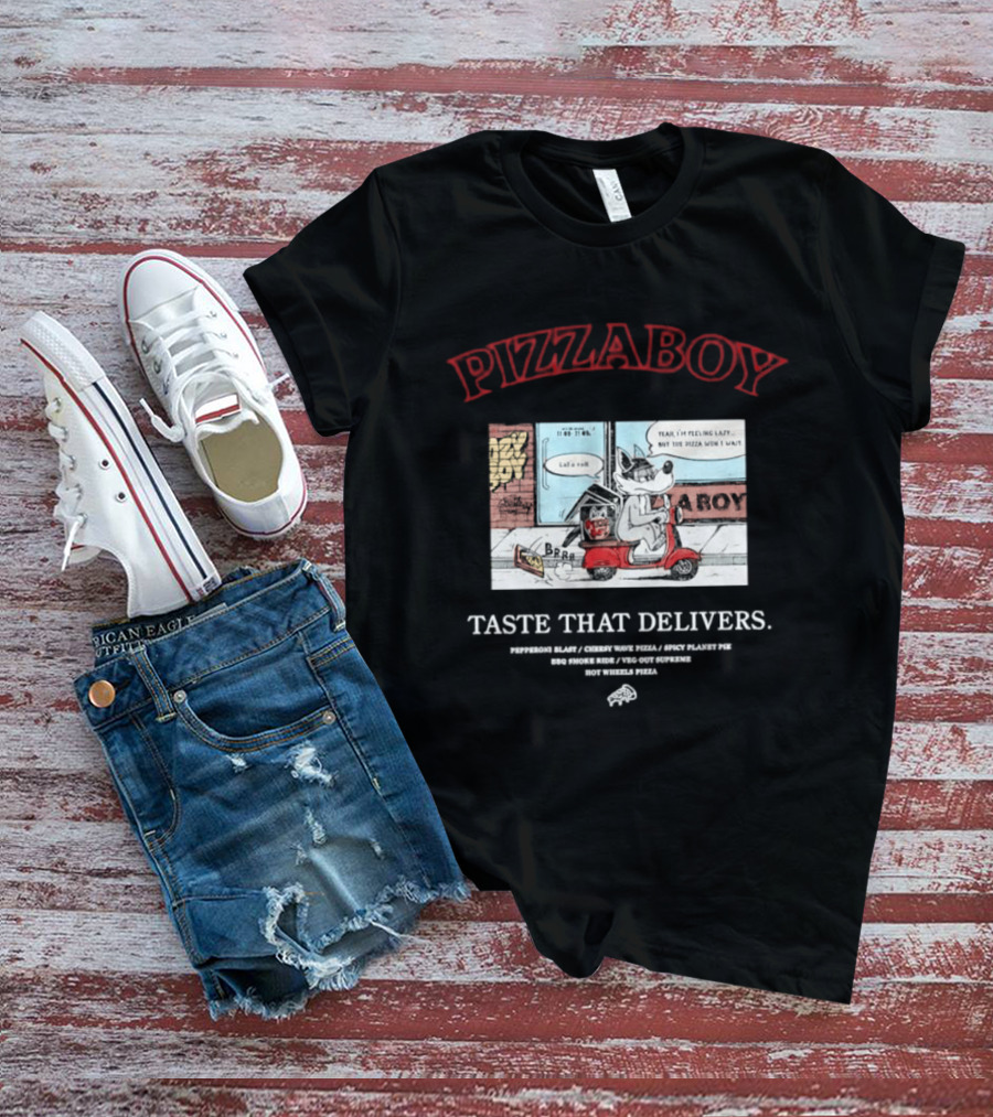 PIZZABOY Taste That Delivers Wolf Delivers Pizza T-Shirt