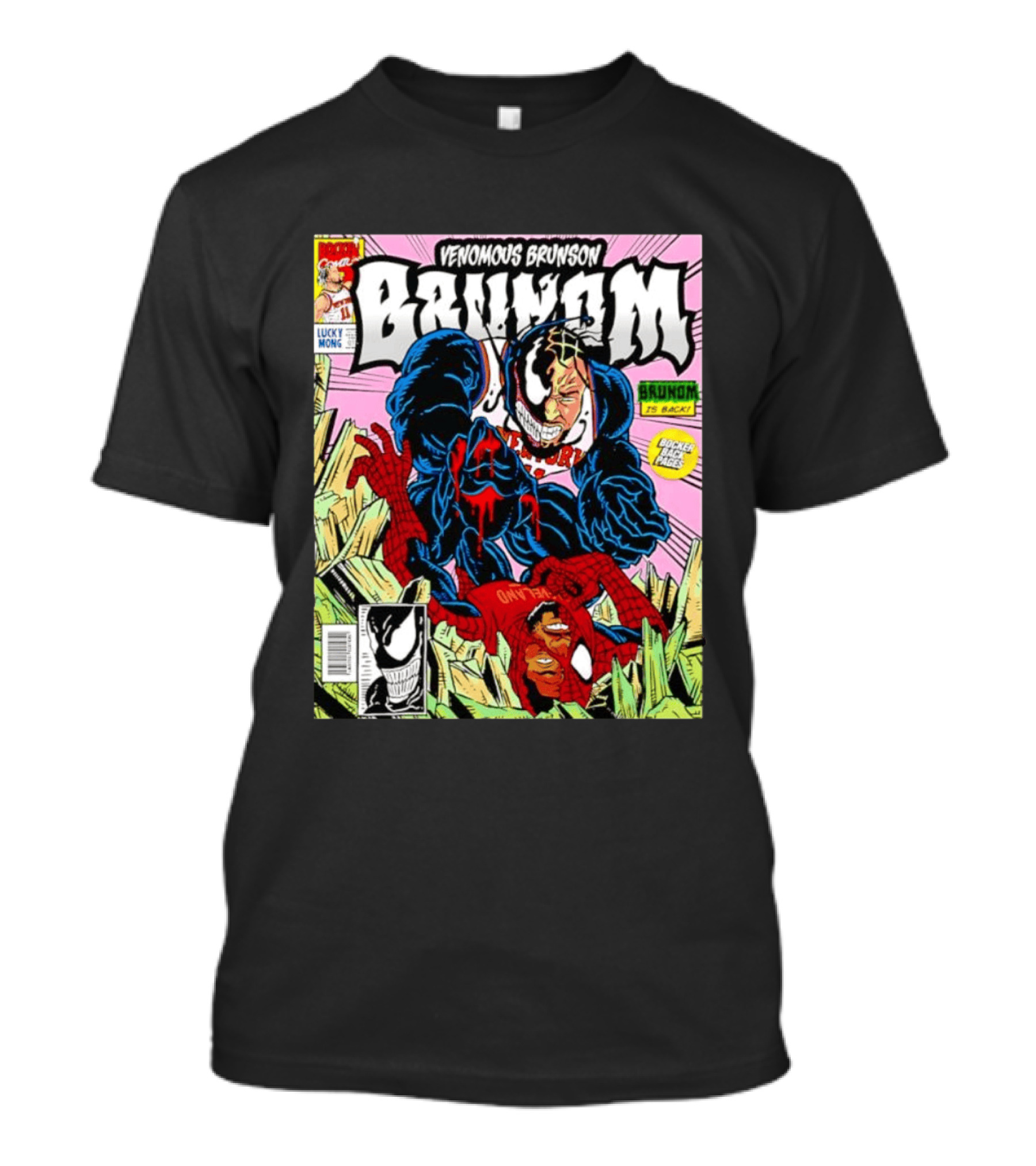 Venomous Brunson Venom X Jalen Brunson Marvel Comic Brunes Back Cover Price T-Shirt