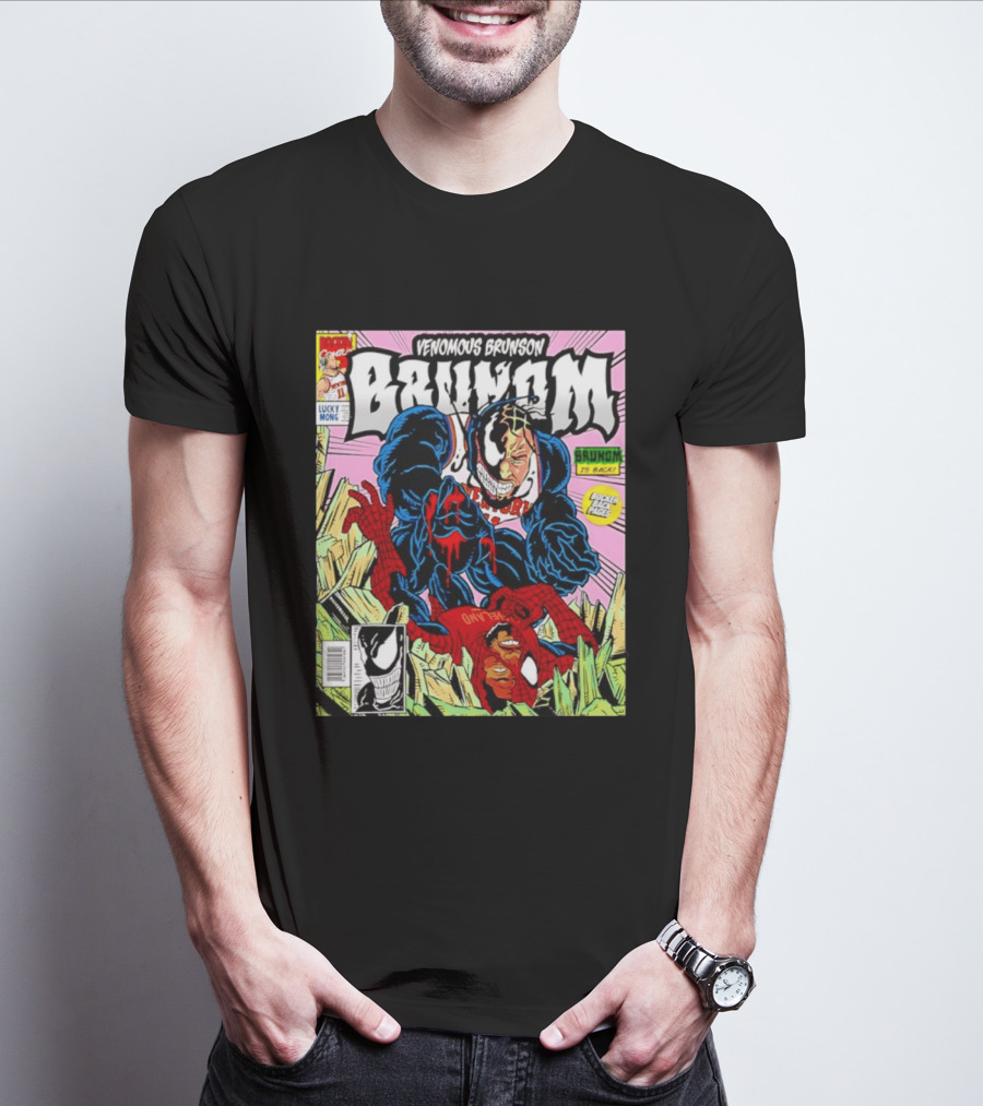 Venomous Brunson Venom X Jalen Brunson Marvel Comic Brunes Back Cover Price T-Shirt