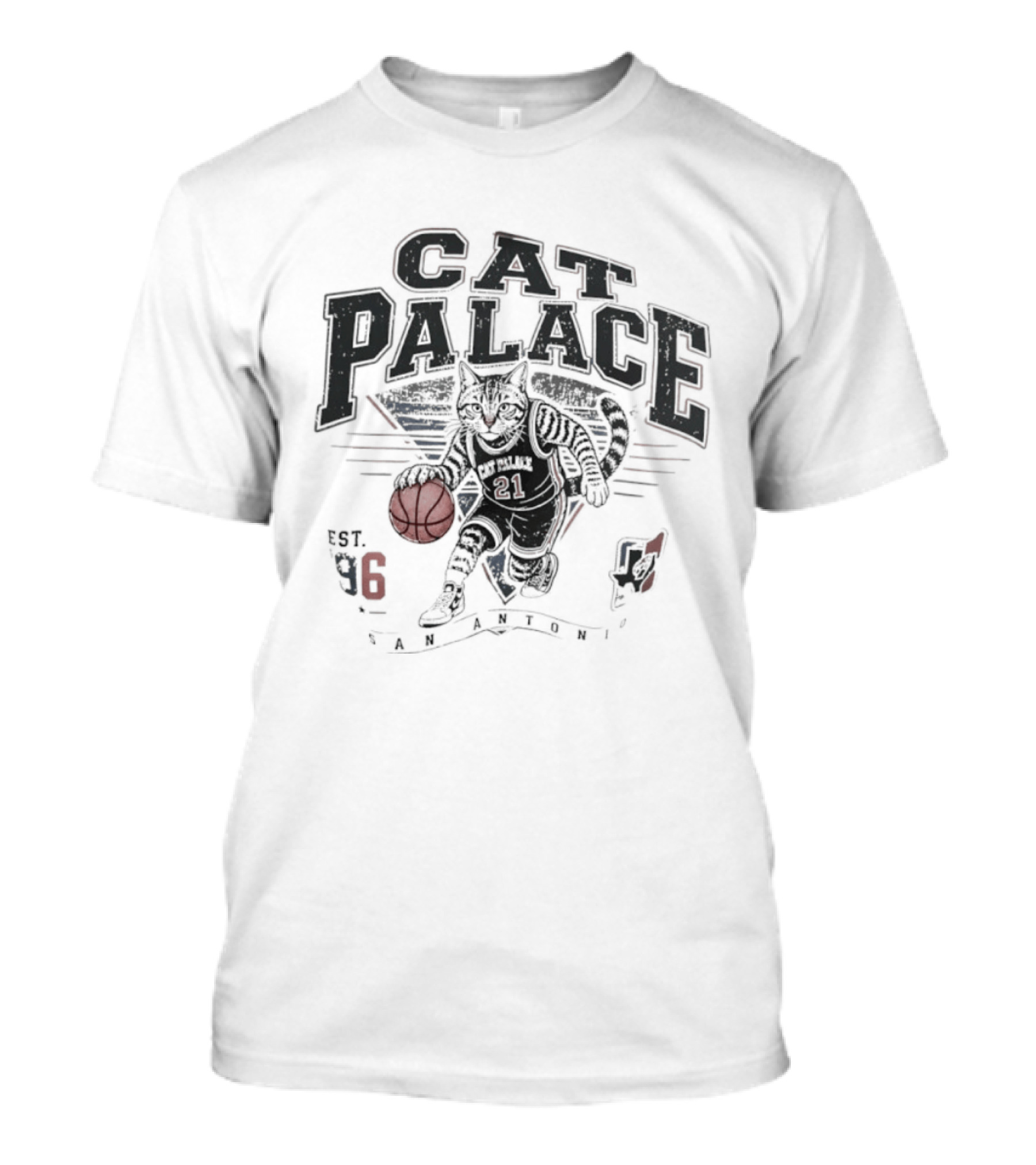 Cat Palace San Antonio Spurs Est 96 Basketball Cat Player T-Shirt