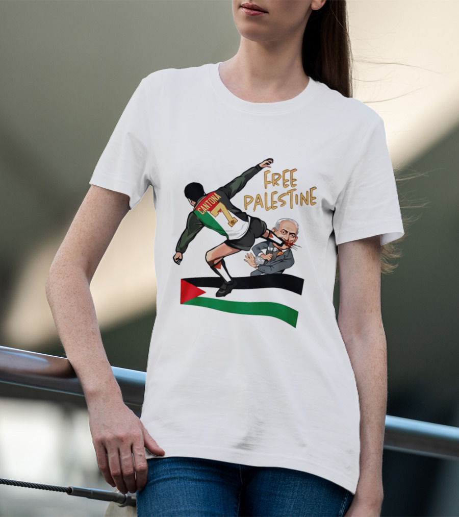 Cantona Number 7 Free Palestine Kick Advocate T-Shirt