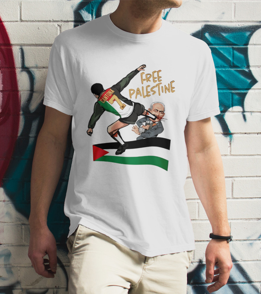 Cantona Number 7 Free Palestine Kick Advocate T-Shirt