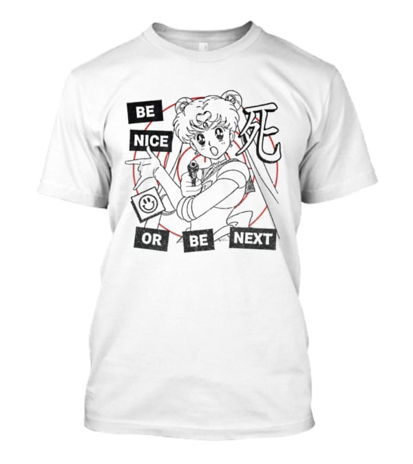 Be Nice Or Be Next Anime Girl With Gun And Red Target T-Shirt