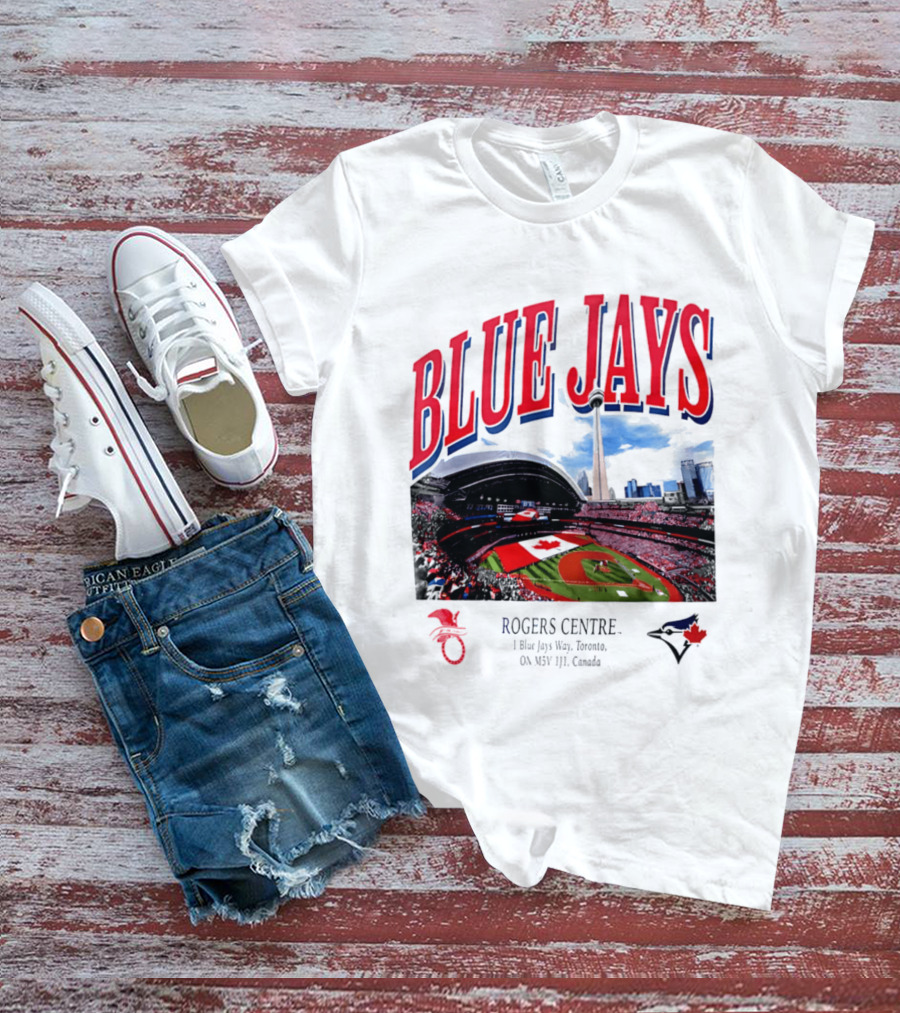 Blue Jays Rogers Centre Toronto Skyline CN Tower Baseball Stadium Canada T-Shirt