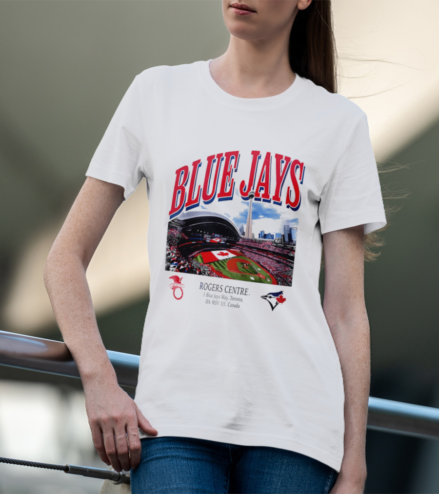 Blue Jays Rogers Centre Toronto Skyline CN Tower Baseball Stadium Canada T-Shirt