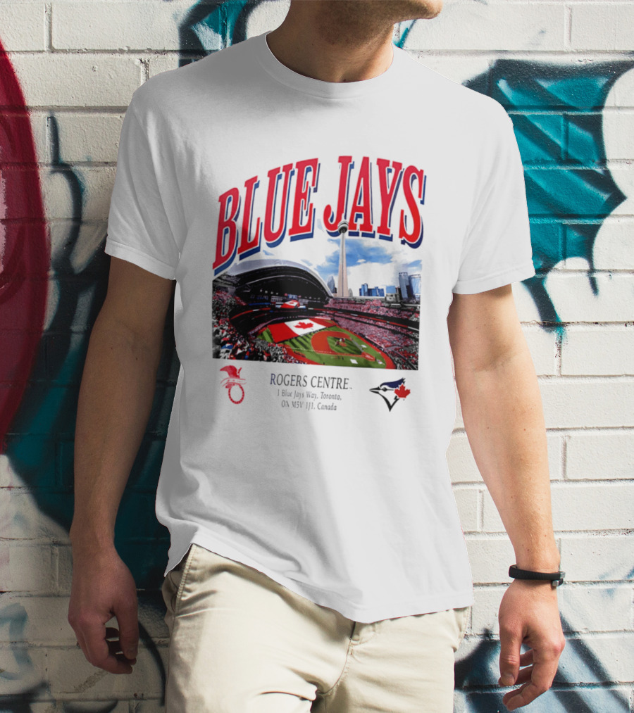 Blue Jays Rogers Centre Toronto Skyline CN Tower Baseball Stadium Canada T-Shirt