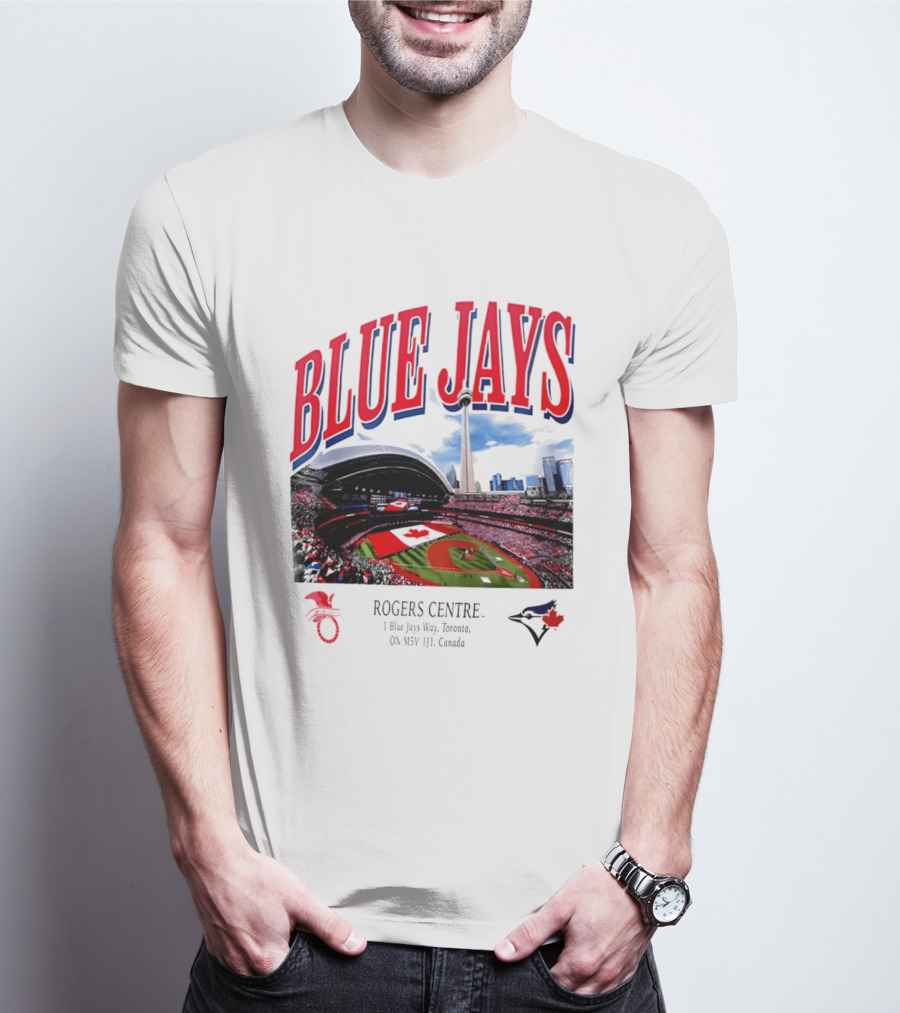 Blue Jays Rogers Centre Toronto Skyline CN Tower Baseball Stadium Canada T-Shirt