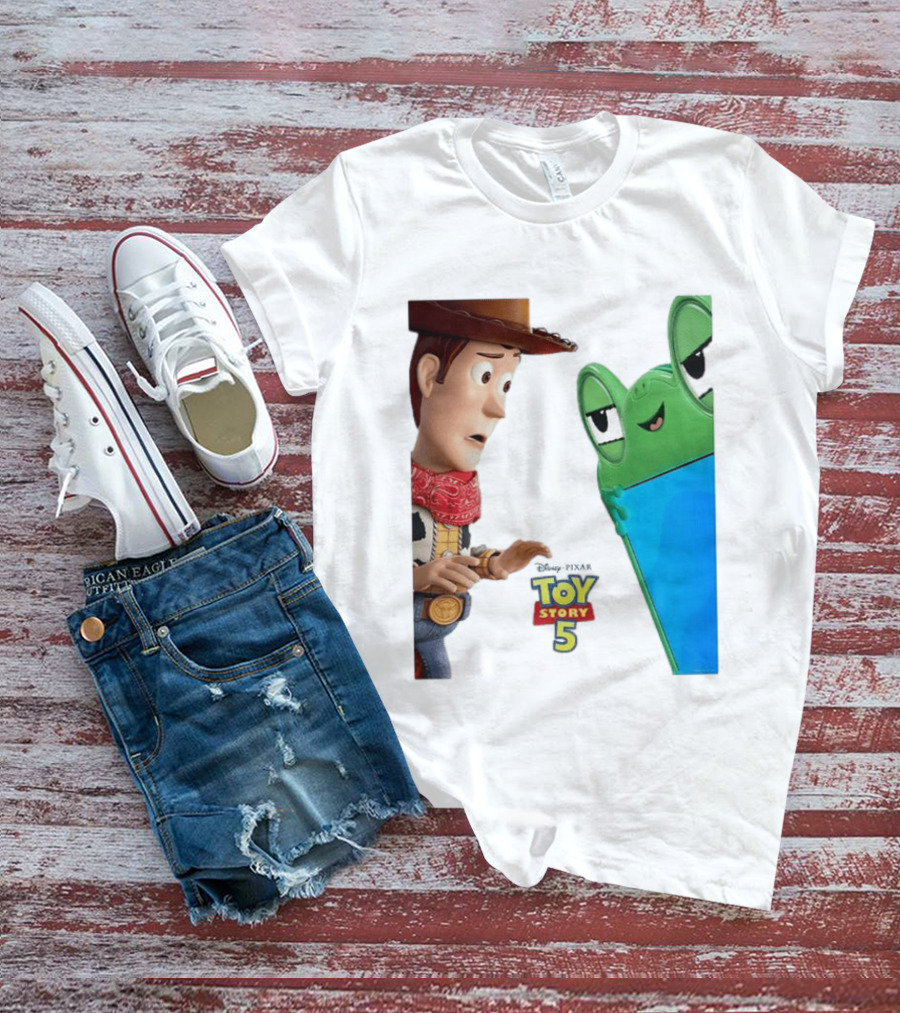 Toy Story 5 Woody And Animated Frog Encounter T-Shirt