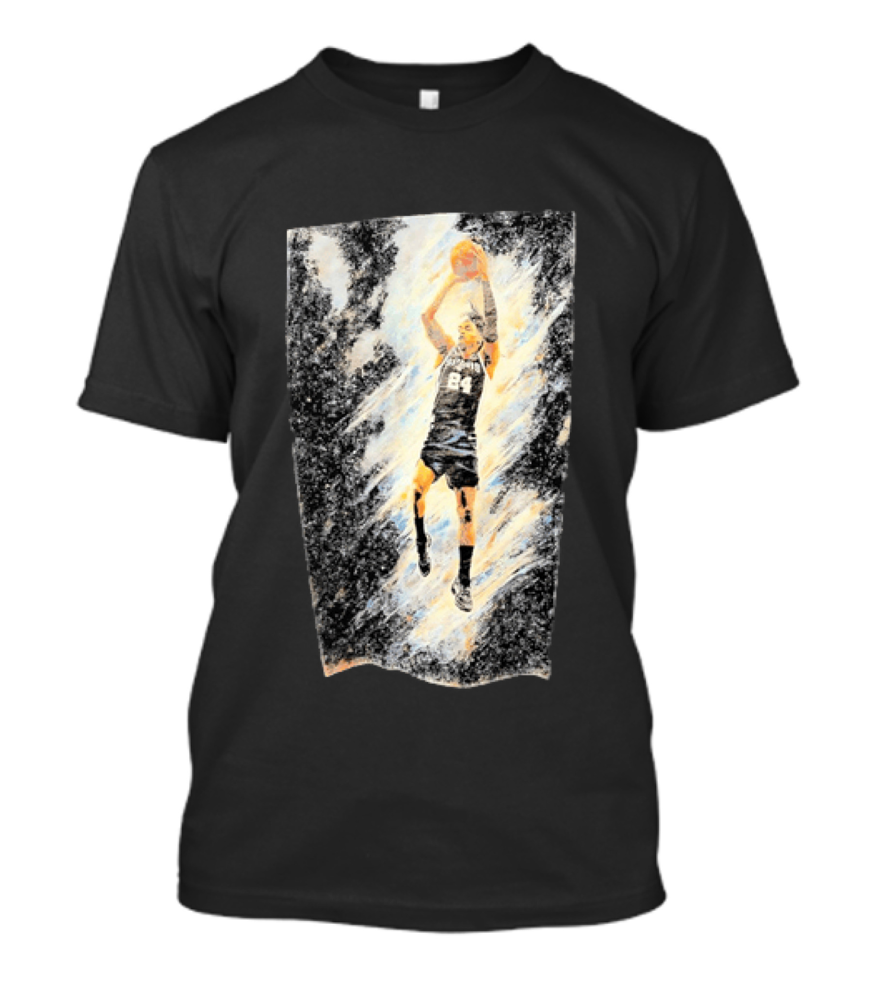 Devin Vassell 24 San Antonio Spurs Basketball Player In Iconic Action Pose T-Shirt