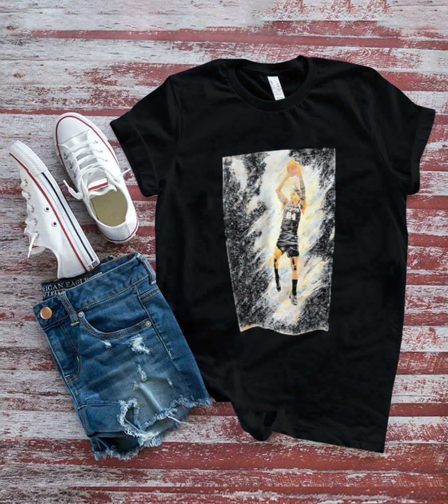 Devin Vassell 24 San Antonio Spurs Basketball Player In Iconic Action Pose T-Shirt