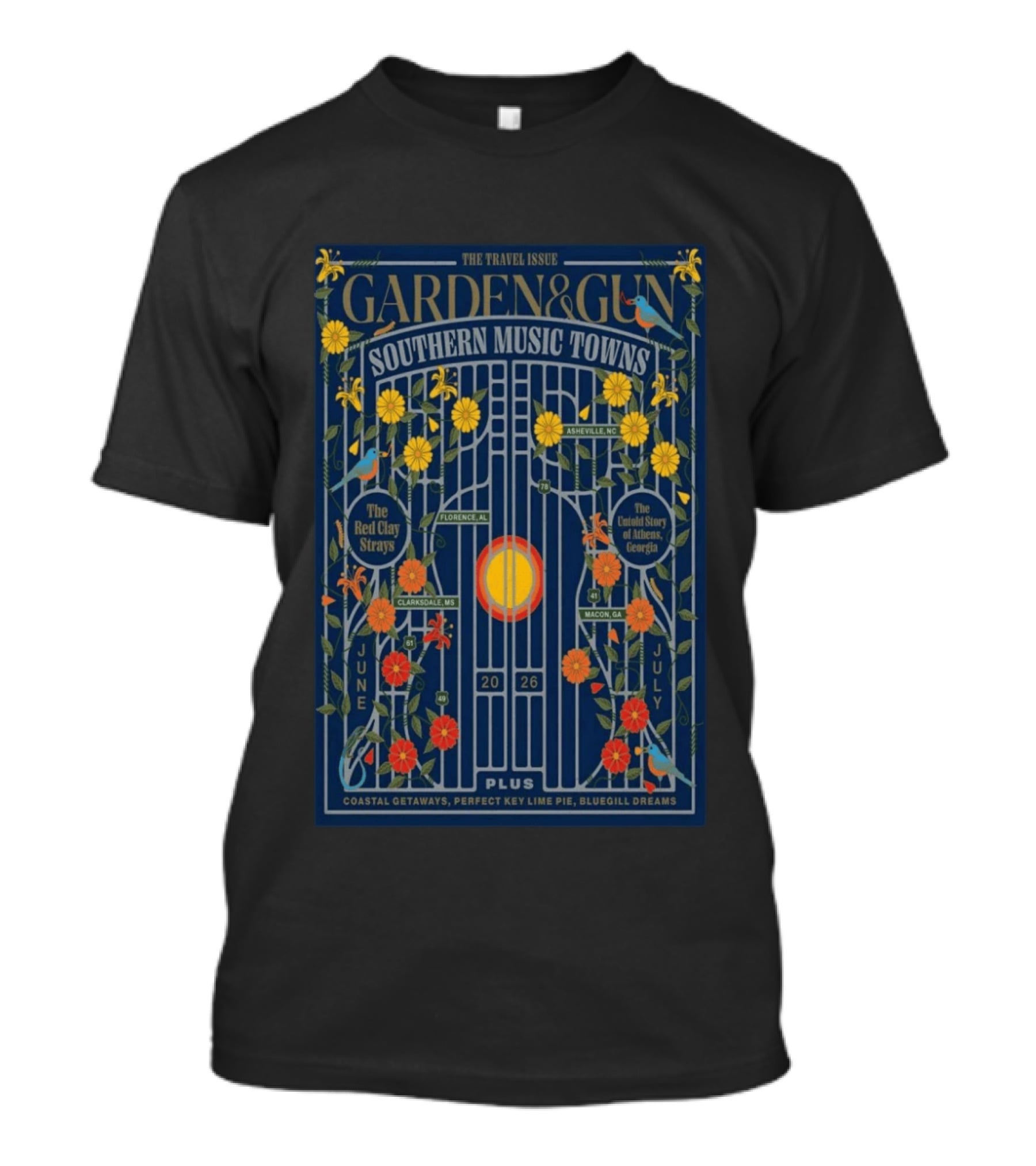 Garden And Gun Southern Music Towns June July 2026 Asheville Florence Clarksdale Athens Macon T-Shirt