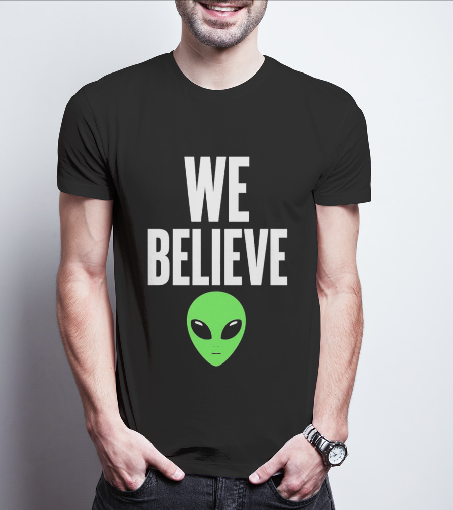 We Believe Alien Green Head Basketball Fans Go Spurs Go T-Shirt