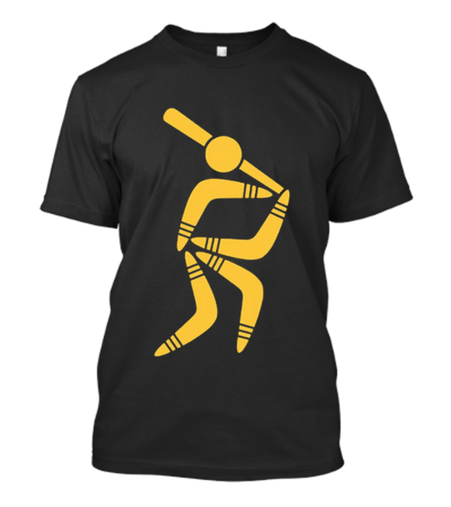 Boomerang Baseball Batting Pose Yellow Tribal T-Shirt