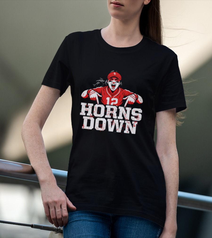 Oklahoma Sooners 12 Horns Down Girl Fan T-Shirt