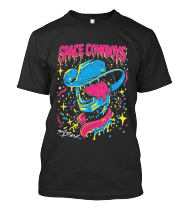 Space Cowboys Neon Drip Art By Sugar Land T-Shirt