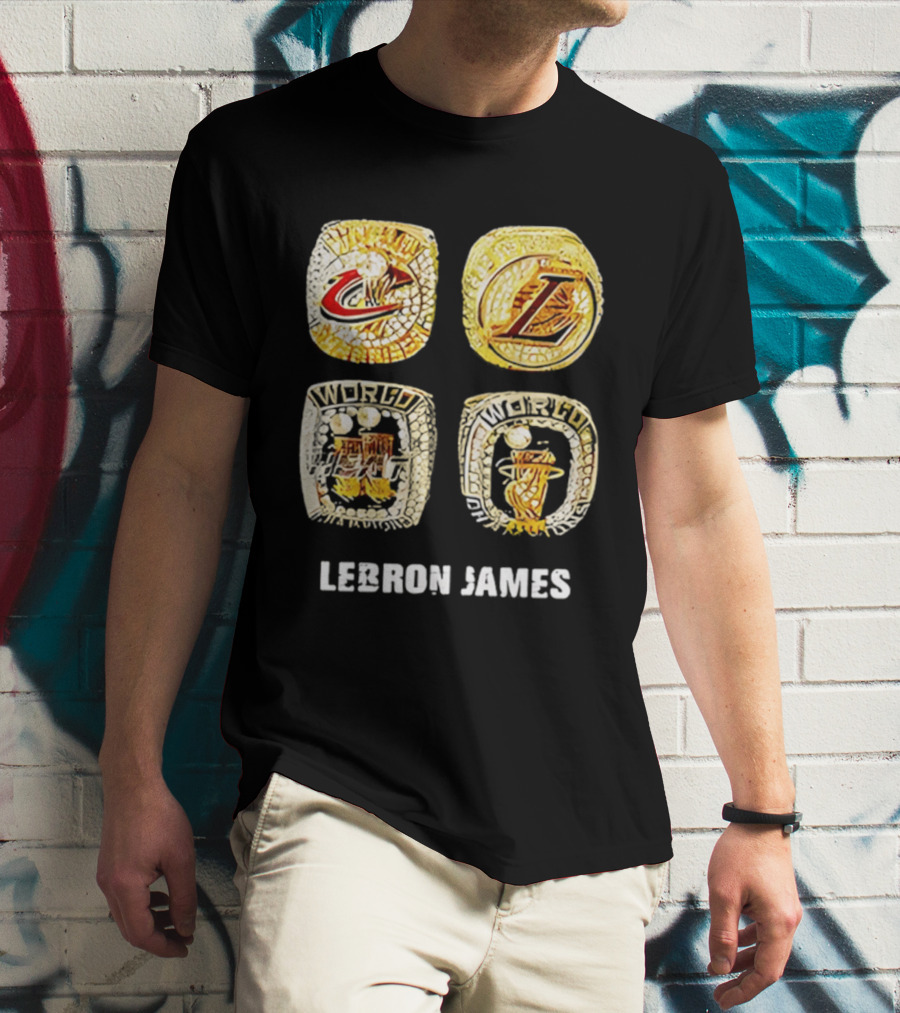 Lebron James World Rings Cleveland Los Angeles 2026 T-Shirt