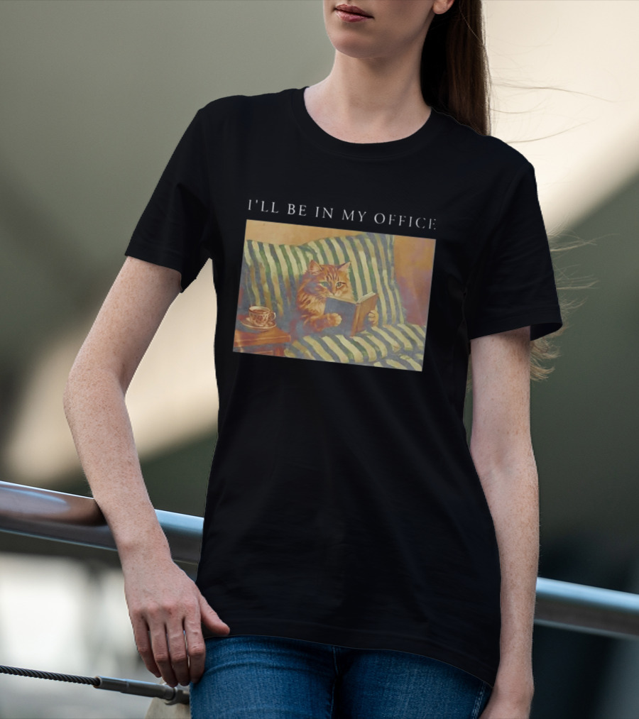 Cat I'll Be In My Office Reading With Coffee T-Shirt