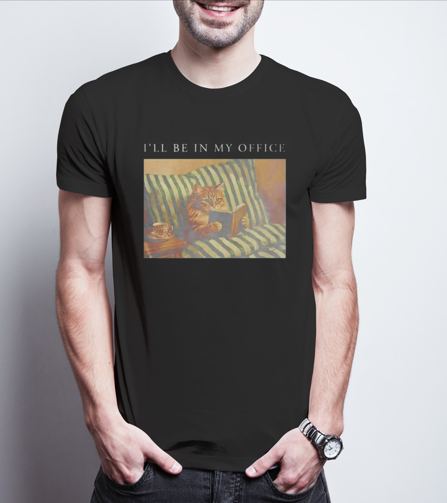Cat I'll Be In My Office Reading With Coffee T-Shirt