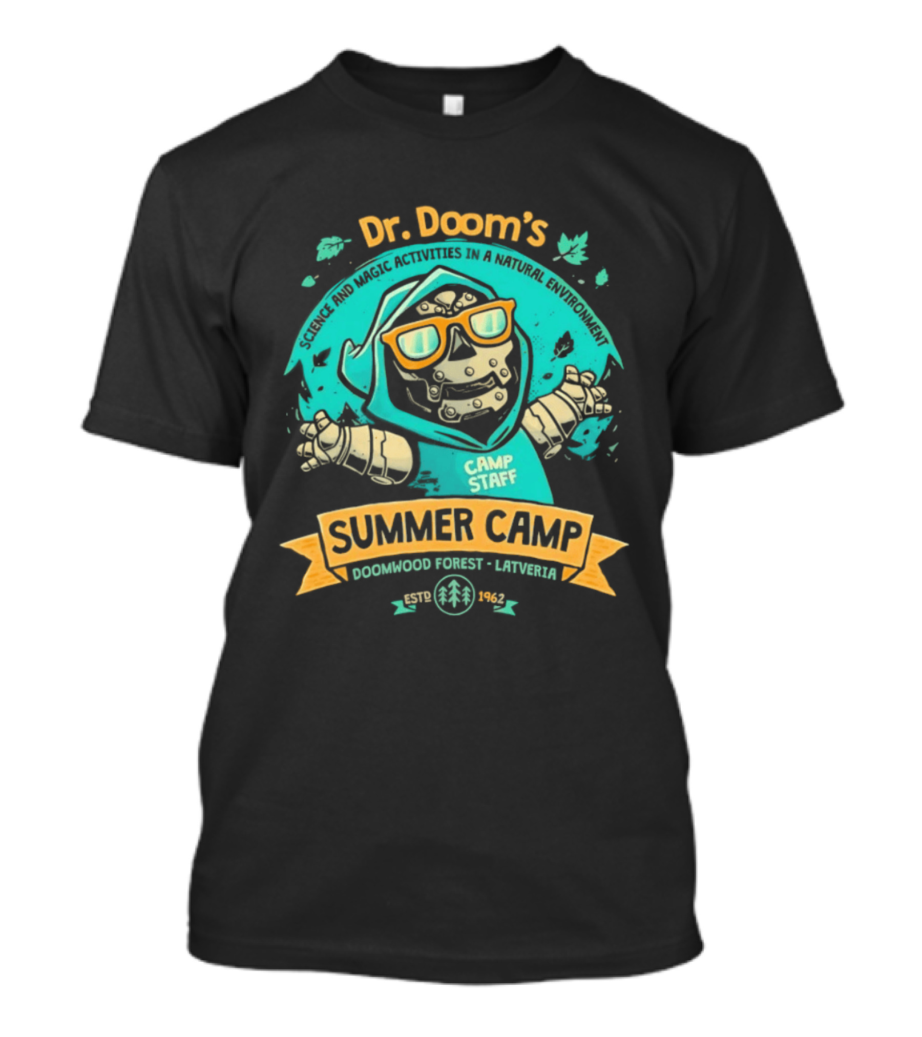 Dr. Doom's Summer Camp Doomwood Forest Latveria Camp Staff Marvel Adventures T-Shirt