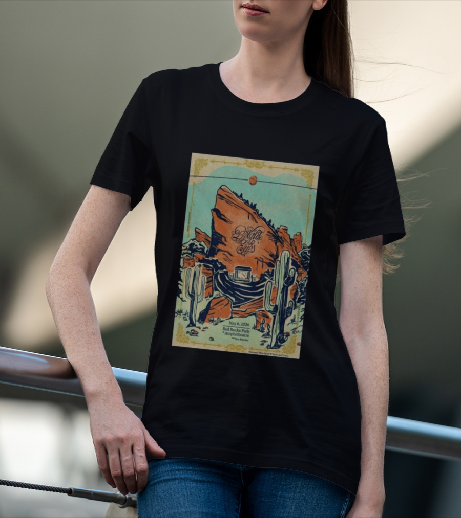 May 6 2026 Bright Eyes Red Rocks Park Amphitheatre Desert Scene T-Shirt