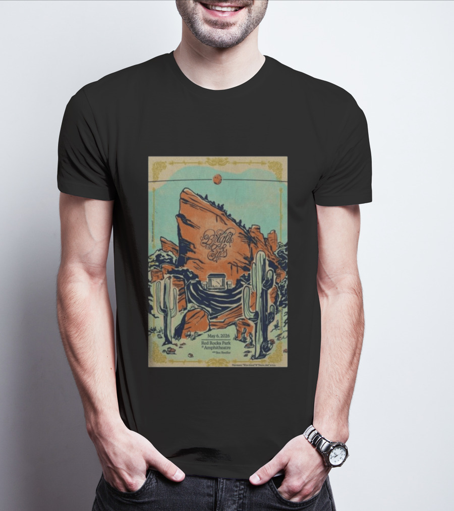 May 6 2026 Bright Eyes Red Rocks Park Amphitheatre Desert Scene T-Shirt