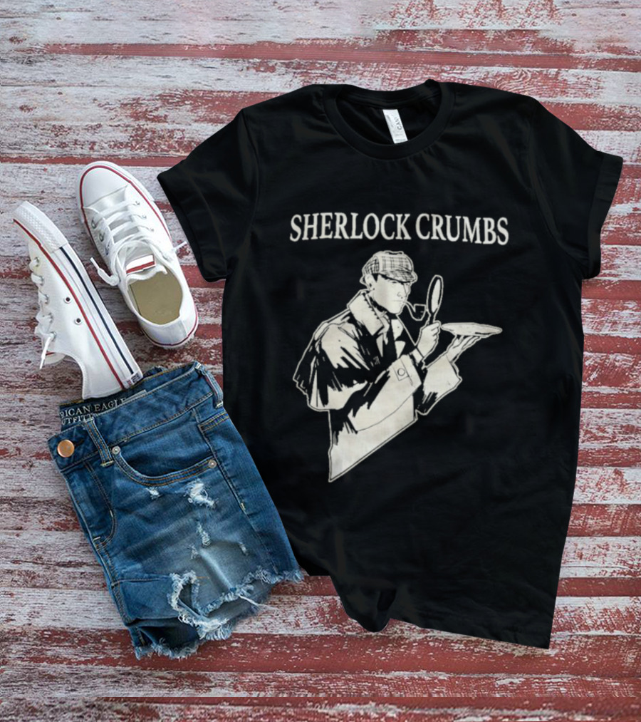 Sherlock Crumbs Detective Magnifying Glass Pipe T-Shirt