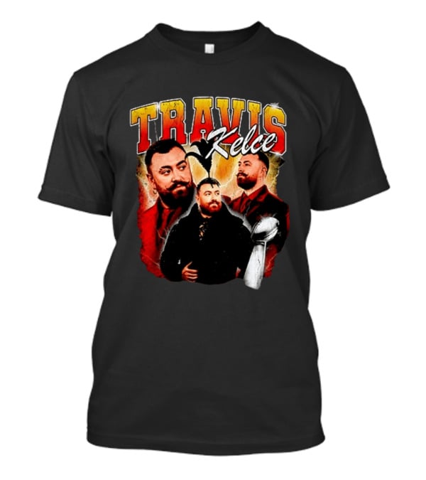 Travis Kelce Football 2026 With Trophy And Bold Portraits T-Shirt