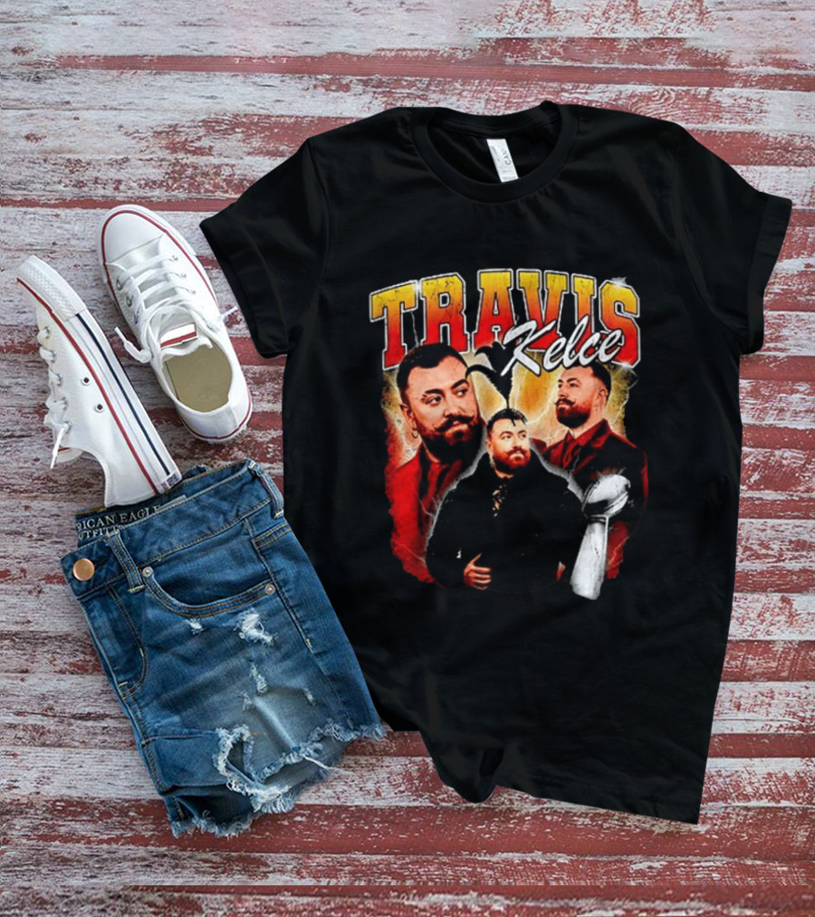 Travis Kelce Football 2026 With Trophy And Bold Portraits T-Shirt