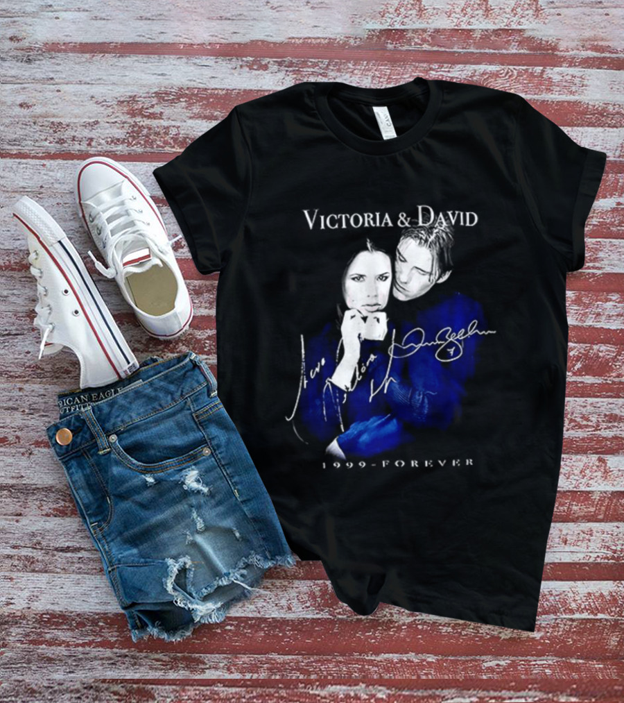 Victoria And David Beckham 1999 Forever Signatures T-Shirt