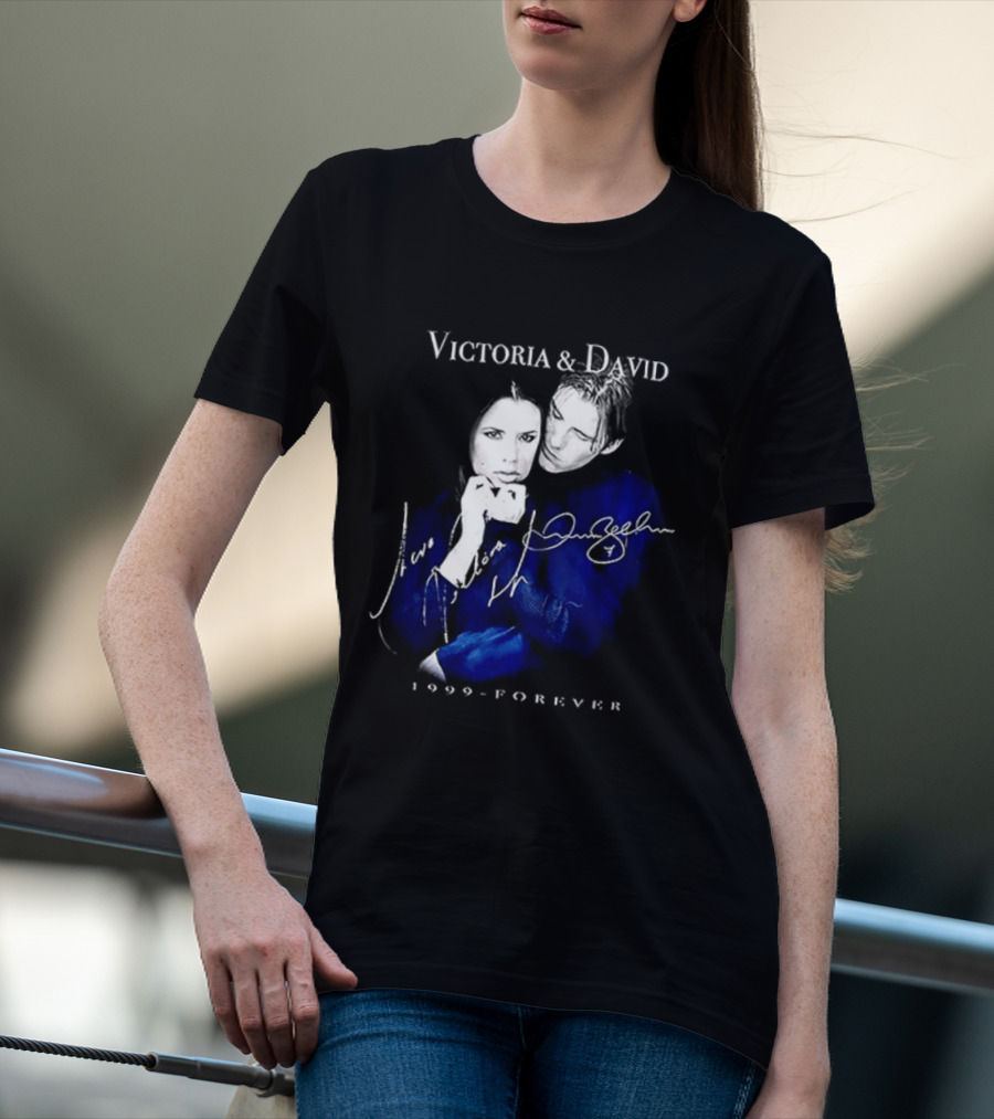 Victoria And David Beckham 1999 Forever Signatures T-Shirt