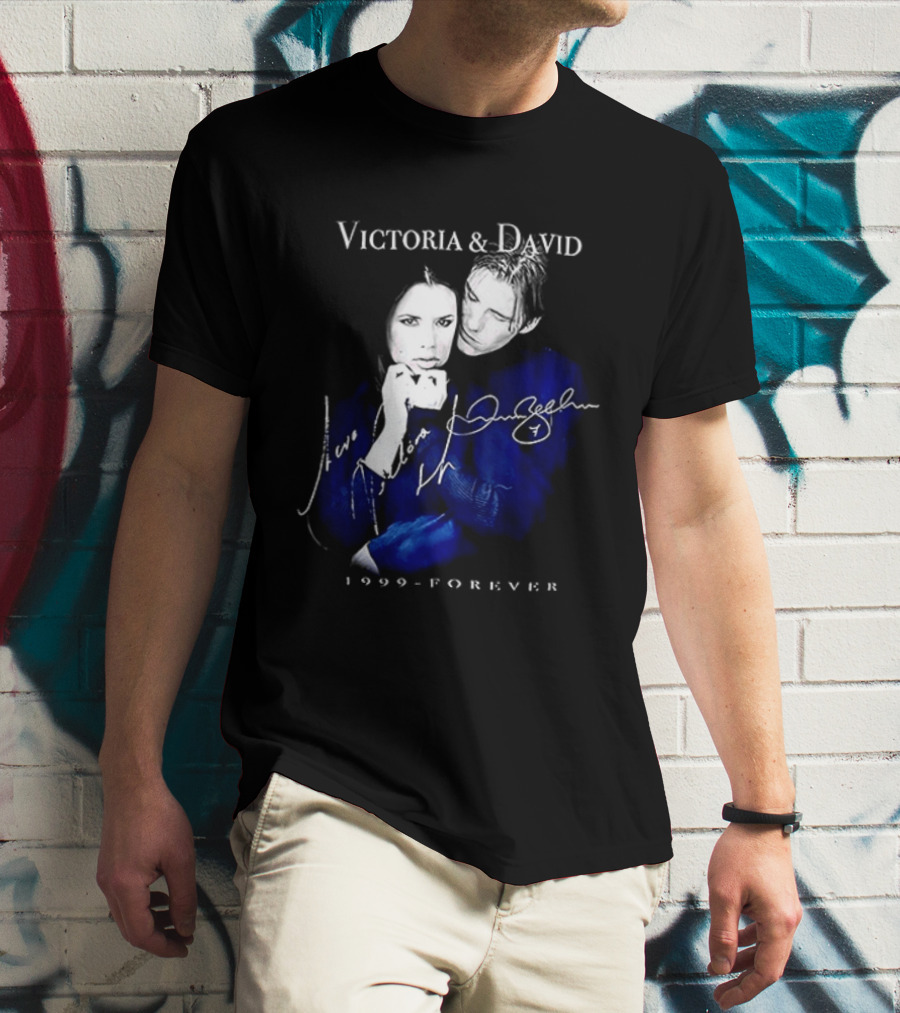 Victoria And David Beckham 1999 Forever Signatures T-Shirt