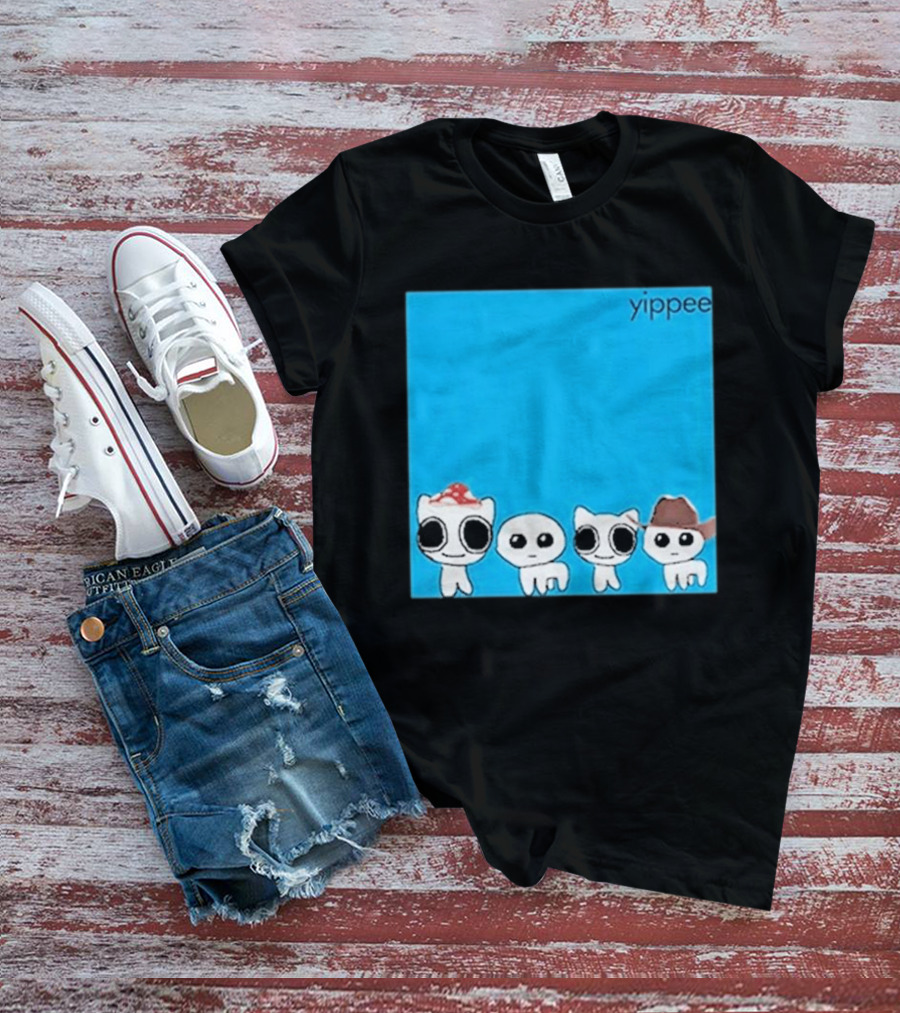 Yippee Blue Album Cringey Cartoon Characters With Cowboy And Chef Hats T-Shirt