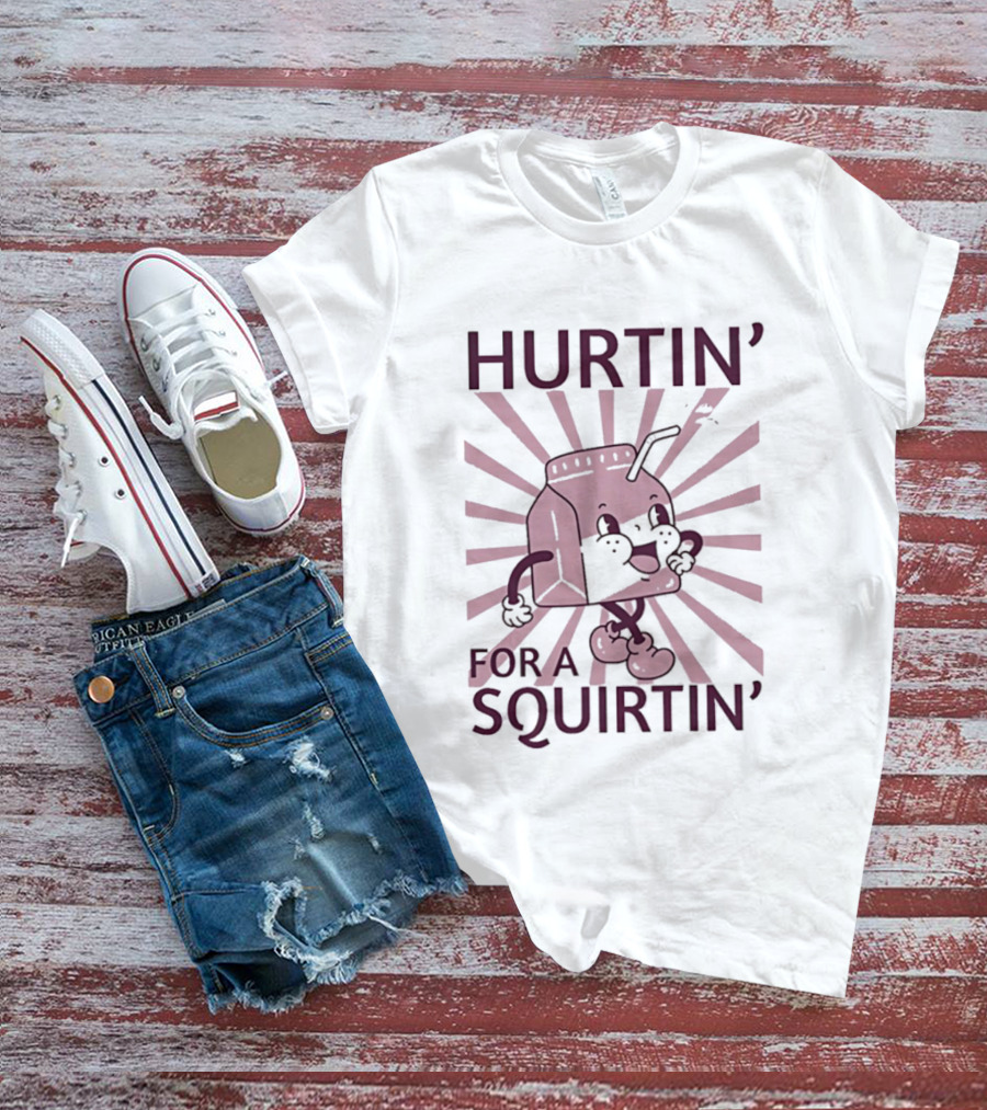 Hurtin' For A Squirtin' Milk Carton Retro Cartoon T-Shirt